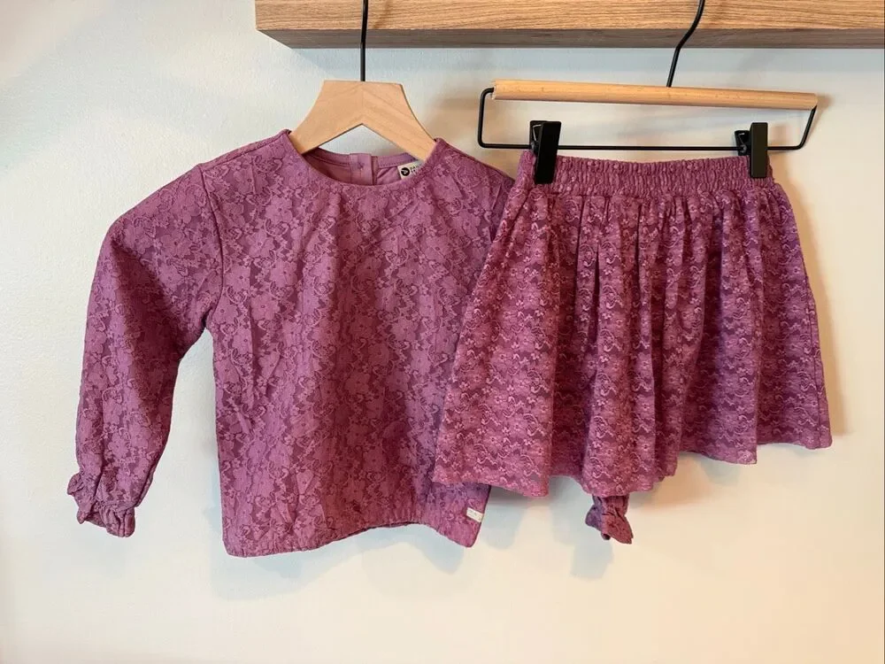 DAILY7 Euro Brand Girls Lace Skirt Set - 100% Cotton - Designer Sample